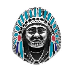 Bague acier  tete indien...