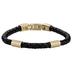 Bracelet acier cuir noir 2...