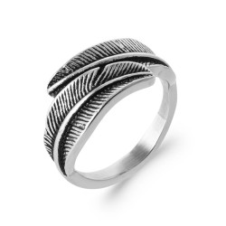 Bague acier  2 feuilles...