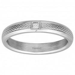 Bague acier  motif 1 diamant 