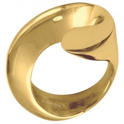 Bague acier  virgule dorée 